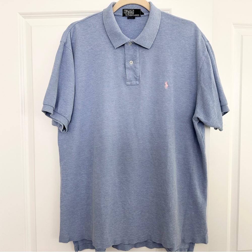 Polo Ralph Lauren Classic Blue Polo Shirt With Iconic Logo Pink Horse